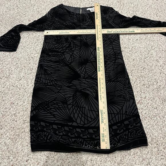 Studio M Velvet Burnout Shift Dress Sz S Black Silk Blend Fairy Grunge Witchy - Picture 3 of 6